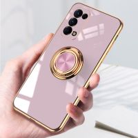 เคสซิลิโคนที่ยึดโทรศัพท์ในรถแหวนสำหรับ OPPO Reno 5 6 Pro Plus 5G เคส X3 X3 Pro เคสมือถือชุบโลหะหรู