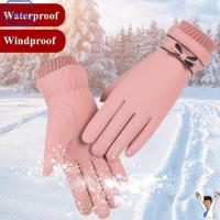 SADIE Outdoor Elegant Thick Trendy Soft Leather Thermal Touch Screen Mittens Winter Gloves Full Finger Gloves Women Gloves