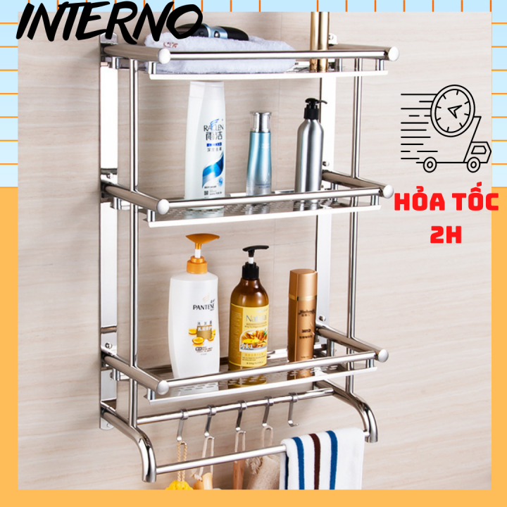 Kệ nhà tắm inox 50 cm 3 tầng sáng bóng , giá treo đồ nhà tắm đa năng ...