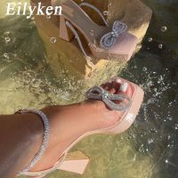 Eilyken Sexy Crystal Rhinestone Platform Women Sandals Fashion Open Toe PVC Transparent Super High Heel Female Designer Shoes