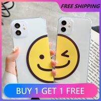 ▥☇﹍ Yellow Simple Smile Face Clear Phone Case For IPhone 11 12 Pro 13 Max 7 8Plus XR XS Cartoon Transparent Soft Silicone Cover