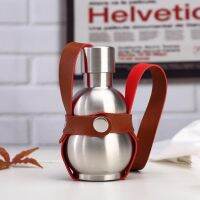 304 Stainless Steel Hip Flask Set 8oz Gourd Shape Flask for Alcohol Portable Outdoor Travel On Foot Wine Pot Bottle Have Holster