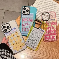 {L electronic shell} INS จดหมายน่ารัก Smile Face ป้ายซิลิโคนนุ่มเคสโทรศัพท์สำหรับ iPhone 12 13 Mini 11 Pro XS Max X XR SE 2022 7 8 Plus Simple Cover