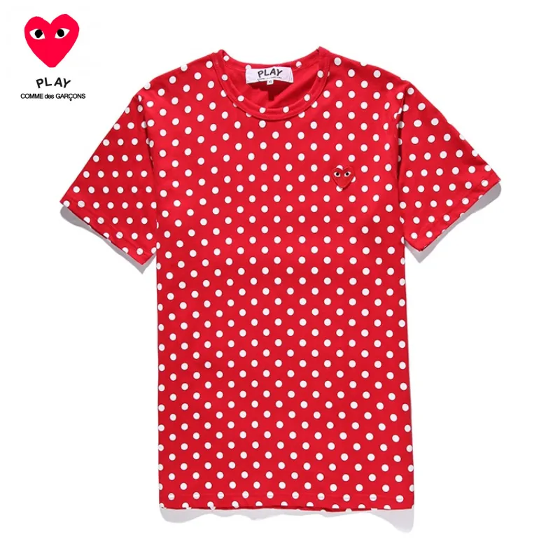 Fashion official store CDG play Tops for women and men Couple Casual style COMME  des GARCONS shirts cotton Love dot pattern short sleeve t shirt Loose  ladies girls clothes top | Lazada