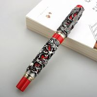 คอลเลกชันปากกาแกะสลักลายนูนสำหรับปากกาโลหะหมึกพิมพ์อักษรมังกรฟินิกซ์ปากกาเขียนหรูหราปากกาหมึกซึม Jinhao