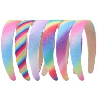 【YF】 2Pc Glitter Headbands for Girls Rainbow Hair Bands Little Girl Accessories Sparkly Wide Headband Kids Cute HeadBand