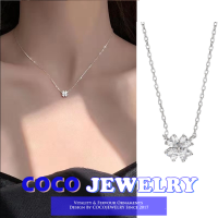 COCOJEWELRY สร้อยคอเพชรเพทายรูปหัวใจแบบสี่จี้รูปใบโคลเวอร์ประดับเพชรแวววาว