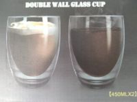 2x DOUBLE WALL GLASS CUP coffee 450ml