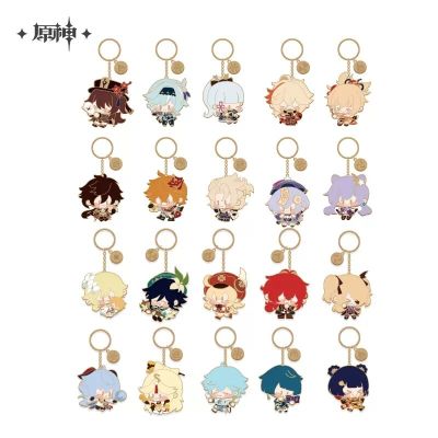 Genshin Impact Cartoon Characters Pendant Mihoyo Official Anime Accessories KLEE DILUC VENTI FISCHL Cosplay Keychain Christmas