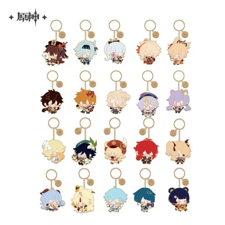 genshin-impact-cartoon-characters-pendant-mihoyo-official-anime-accessories-klee-diluc-venti-fischl-cosplay-keychain-christmas