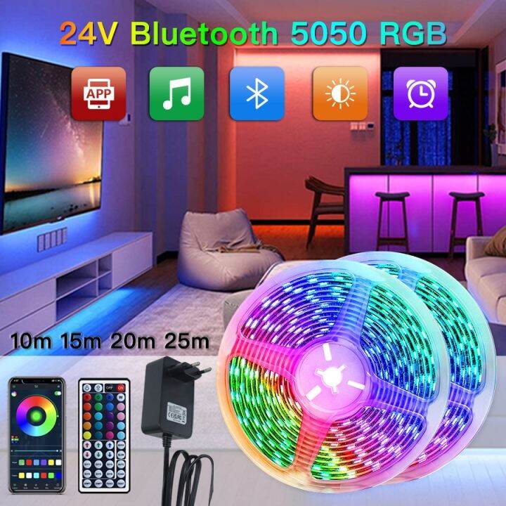 led-strip-light-bluetooth-rgb-led-ribbon-24v-5050smd-led-tape-10m-25m-diode-tape-lights-for-room-decor-tv-backlight-3d-printer-led-strip-lighting