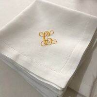 Monogram Embroidered white Dinner Cloth Napkins White Housewarming Gift Wedding napkin