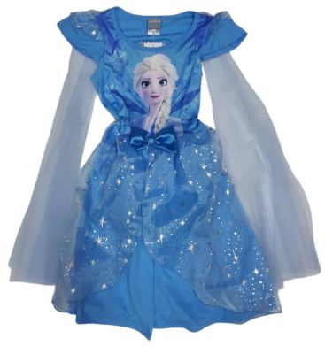 เสื้อผ้าเด็กลายการ์ตูนลิขสิทธิ์แท้ เด็กผู้หญิง ชุดเที่ยว ชุดเจ้าหญิง ชุดแขนสั้น/กุด ชุดประโปรง เดรส ดิสนีย์ Frozen Disney ผ้ามัน DFZ215-523 BestShirt