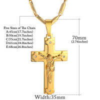 Hot Crucifix &amp; Cross สร้อยคอจี้สำหรับชายสแตนเลสสีทอง Christ Jesus Piece สร้อยคอชายคริสเตียน Jewelry