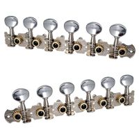 2Pack 6R6L Stainless Guitar Tuning Peg Machine Heads Tuners Button for Classic Folk Guitar Chrome