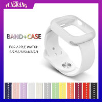 สายนาฬิกาซิลิโคนแบบนิ่มสำหรับออกกำลังกายรุ่นเคสสำหรับ Apple Watch 8/7 /Se/ 5/4/3/2/1และเคสสำหรับ I Watch 38มม. 42มม. 40มม. 44มม. 41มม. 45มม. อุปกรณ์เสริม