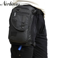 Norbinus Men CanvasNylon Waist Fanny Pack Drop Belt Bags Shoulder Messenger Crossbody Bag Motorcycle Rider Hip Thigh Leg Bag
