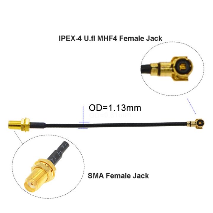 bevotop-10pcs-ipex4-cable-ipex4-mhf4-female-to-rp-sma-sma-female-wifi-antenna-rf-cable-rf1-13-pigtail-extension-cable-assembly