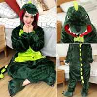 7C81 ชุดมาสคอต ชุดนอน ชุดแฟนซี มังกร ก๊อตจิ ไดโนเสาร์ สีเขียว Mascot Green Dinosaur Dragon Godji Costumes