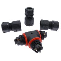 ‘’；【=- IP68 Waterproof Connector T Shape 3 Pin 250V 24A Cable Wire Gland Sleeve Connector Quick Connect Waterproof Connector