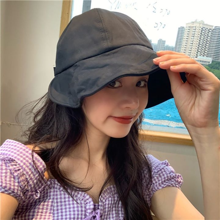 bucket-hat-women-foldable-sunshade-sun-hats-for-women-ladies-korean-fishing-hat-fisherman-cap-adjustable-rope-gorro-sunhat-adhesives-tape