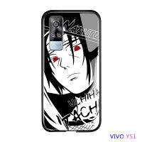 UCUCเคสมือถือ เคสโทรศัพท์ เคส Vivo Y51 2020เคสโทรศัพท์อะนิเมะสำหรับหญิงSketchสีดำสีขาวชุดนารูโตะSasuke Kakashi Soft Edgeกระจกเทมเปอร์กรณี