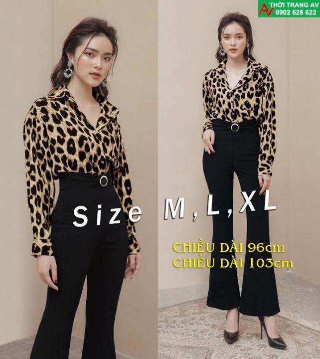 Jumpsuit - Đồ Bay Dài Ống Loe Phối Họa Tiết Da Beo Cực Hot - Av6236 |  Lazada.Vn