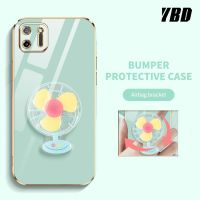 YBD เคสโทรศัพท์แบบเรียบง่ายหรูหราสำหรับ OPPO Realme C11 2020 สเตอริโอแบบหมุนได้ขายึดพัดหลากสีคลุมทั้งหมดเคสกันกระแทกกล้อง