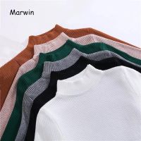 Marwin ใหม่ เสื้อกันหนาวแขนยาว คอเต่า แบบสวมหัว โอเวอร์ไซซ์ สไตล์เกาหลี ฤดูใบไม้ร่วง ฤดูหนาว สําหรับผู้หญิง#39; s เสื้อกันหนาว