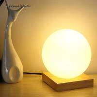 15ซม. Simple Glass Creative Warm Dimmer Night โคมไฟตั้งโต๊ะห้องนอนตกแต่งเตียง Ball ไม้ขนาดเล็กรอบโคมไฟตั้งโต๊ะ Home Decor