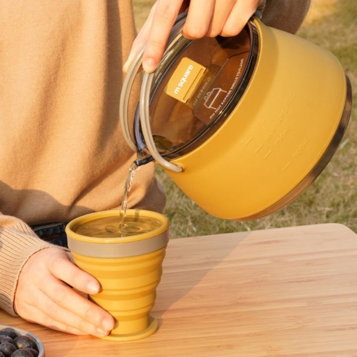 แบบพกพาพับกาน้ำซิลิโคนพับหม้อต้มน้ำกลางแจ้ง-camping-หม้อหุงข้าวสำหรับเดินป่าต้มน้ำกาแฟ