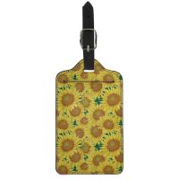 【DT】 hot  Twoheartsgirl Beautiful Sunflower Print Luggage Tag PU Suitcase Identifier Label Card Sleeve Anti-lost Baggage ID Address Holder