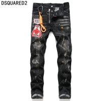 DSQ2 Classic Kenny Jeans Dsquared2 Brand Mens Biker Jeans New Denim Trousers Button Slim Blue Hole Elastic Jeans Skinny 062