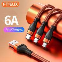 [KOLT Digital] FTiEUX 3 In1สาย USB สำหรับ iPhone 13 11 100W Fast Charging Micro USB C โทรศัพท์มือถือสำหรับ Xiaomi Huawei Samsung Charger Wire