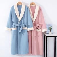 【jw】✢  Fdfklak Loose Nightwear Robe Three-Layer Bathrobe Cotton Thicken Warm Night Gown Student Robes