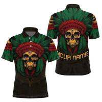 2023 new arrive- Aztec skull warrior gown 3D all over print polo shirt size s-5xl