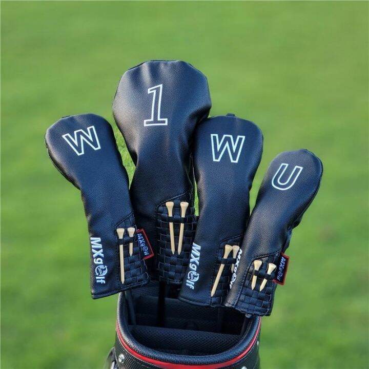 simple-universal-golf-club-headcovers-with-spikes-tee-for-driver-fairway-wood-hybrids-covers-waterproof-pu-leather-protector