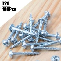 100pcs T20 Self Tapping Screws For Pocket Hole Jig System Pocket Hole Screws 32mm Coated Pocket Woodworking Tool 32mm