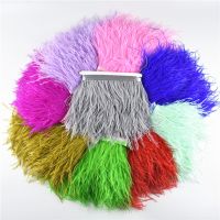 【CC】 1 8-10CM ostrich feather  trims natural Crafts ribbon fringe for Wedding decoration