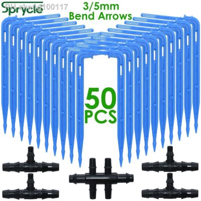 SPRYCLE 50X Bend Arrow Dripper Micro Drip Irrigation Kit Emitters 3/5mm Hose Garden Watering Saving Dropper Connector Greenhouse