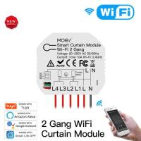 Tuya สมาร์ท WiFi 2 Gang ตาบอดผ้าม่านคู่ลูกกลิ้งโมดูลสวิตซ์  ม้วนชัตเตอร์ Motor Listrik ชีวิตสมาร์ททำงานกับ Google Home