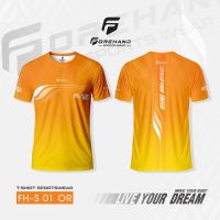 Forehand สีส้ม เสื้อกีฬาผู้ชาย เสื้อกีฬาผู้หญิง เนื้อผ้าไมโครสปอร์ต เบาสบายระบายอากาศได้ดี เสื้อแบดมินตัน เสื้อตีแบด เสื้อวิ่ง