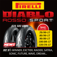 Vỏ lốp xe Pirelli Rosso Sport FULL SIZE XE SỐ 17inch, VỎ KO RUỘT 100%