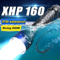 2023 NEW Professional Diving Flashlight Super 5000LM XHP160 800m Underwater Scuba Diving Torch IPX8 Waterproof Dive Light 26650 Adhesives  Tape