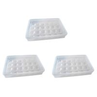 3X Egg Holder for Refrigerator, Deviled Egg Tray Carrier with Lid Fridge Egg Storage Stackable Plastic, 24 Egg Tray