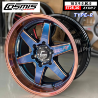 ล้อแม็กขอบ 18x9.5 ET+25, 18x10.5 ET+30 6รูx139.7?? ยี่ห้อ Cosmis รุ่น TYPE-R(YA9993) สีฟ้า+ขอบโรสโกลด์ ?(ราคาต่อ1วง)? *ขายยกชุด4วงเท่านั้น*