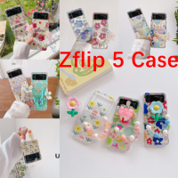 สำหรับ Samsung Galaxy Z Flip 5 ZFlip 4เคสโทรศัพท์พับได้เคสโทรศัพท์กันกระแทก Z Flip3หน้าจอพับเก็บได้เคสโทรศัพท์ภาพวาดดอกทานตะวันคู่กุหลาบรักดอกไม้