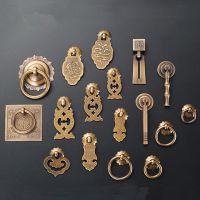 Drawer Handle Chinese Single Hole Pure Copper Vintage Handle Desk Jewelry Box Pulls Handle Wardrobe Knobs for Furniture Hardware