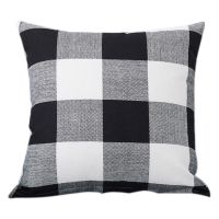 Set Of 2 Farmhouse Buffalo Check Plaid Throw Pillow Covers Cushion Case Cotton Linen for Fall Home Decor Black and White