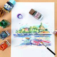 24สีกันน้ำ Morandi Fountain ปากกาขวดหมึก18ML สีน้ำ Pigment Ink สำหรับการเขียนจิตรกรรม Art Office Supplies